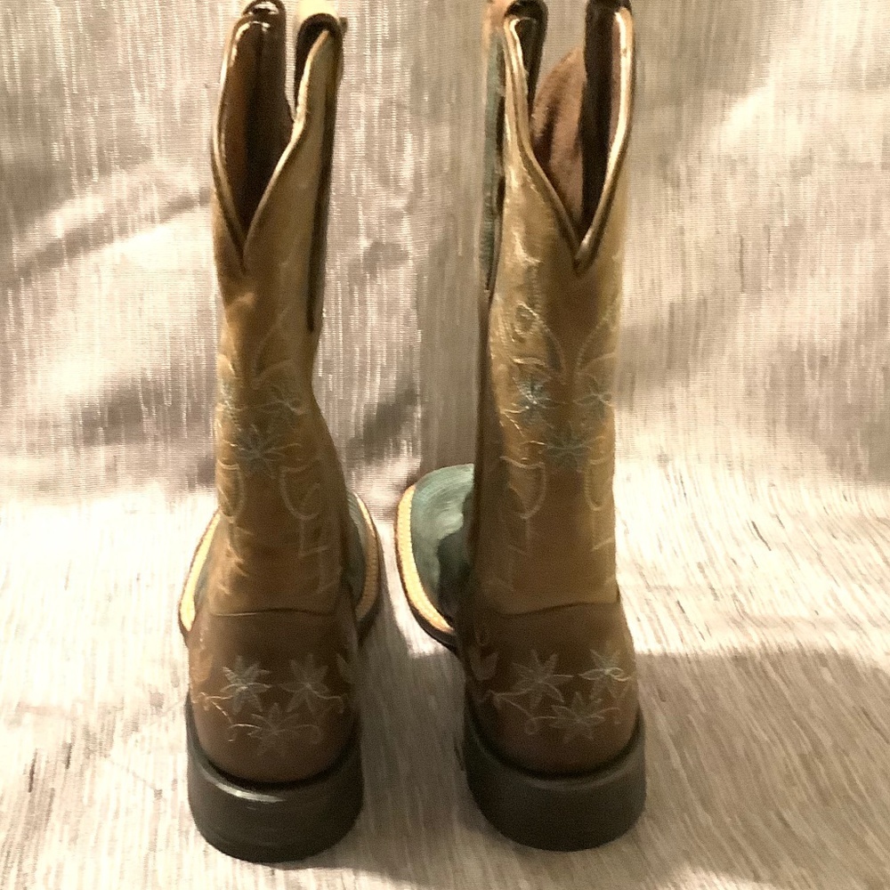 tony lama womens reptile square toe leather sole boots Sz 9B western cowgirl - Picture 10 of 11